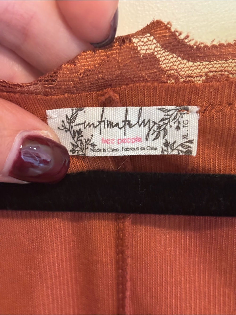 Free People Lace-Trim Long Sleeve Top - Rust - Picture 3 of 4